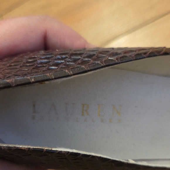 Lauren Ralph Lauren Brown Faux Snakeskin Pointed Toe Heels Size 7 - Picture 2 of 5